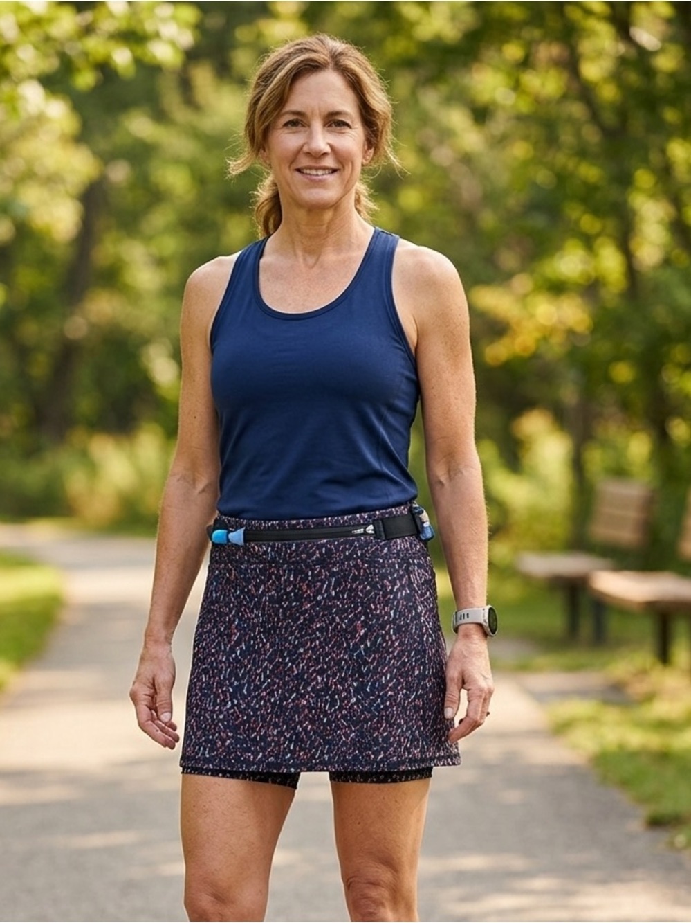 Lands' End | Pink and Blue Mini Skort with Zipper Pocket